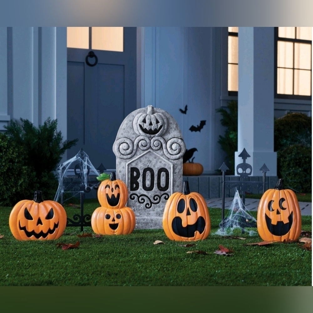 14pc Pumpkin Scene Setter Kit Halloween Decorative Prop Yard Display Eerie Fence